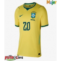 Camiseta Brasil Lucas Paqueta #20 Primera Equipación para mujer Mundial 2026 manga corta